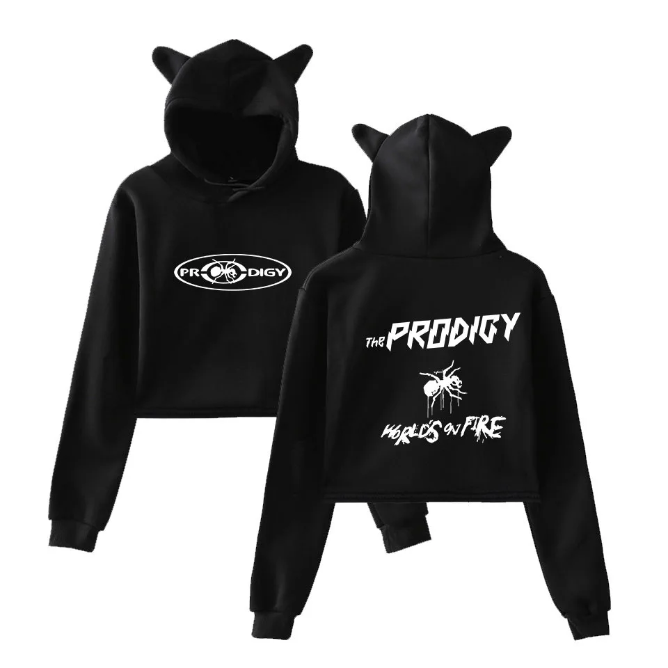 

Metal rock Band THE PRODIGY KEITH FLINT Crop Top Hoodie Funny Cat Ear Hooded Cropped Sweatshirt Short Pullovers Tumblr Clothing