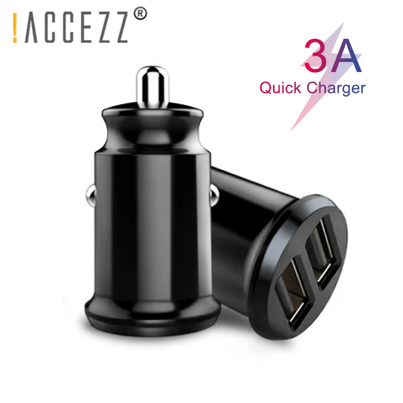 

!ACCEZZ 3.1A Dual Port Car Charger For Xiaomi iPhone XS Max Mini USB Quick Charge With LED For Huawei Samsung Car Phone Charger
