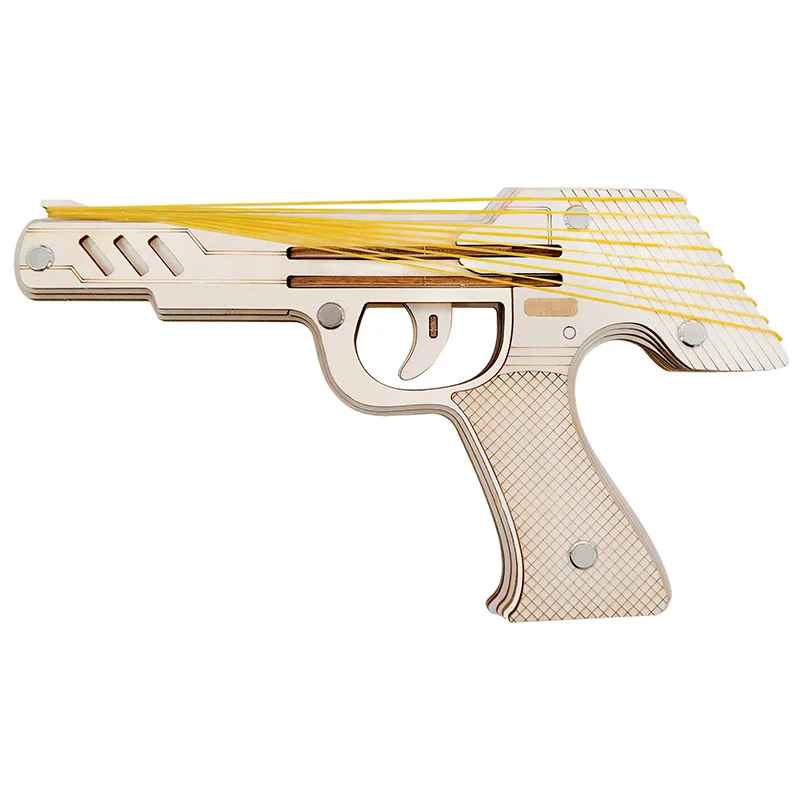 

Laser Cutting DIY 3D Wooden Puzzle Woodcraft Assembly Kit 9 Bursts Of Rubber Band Gun For Children Christmas Gift
