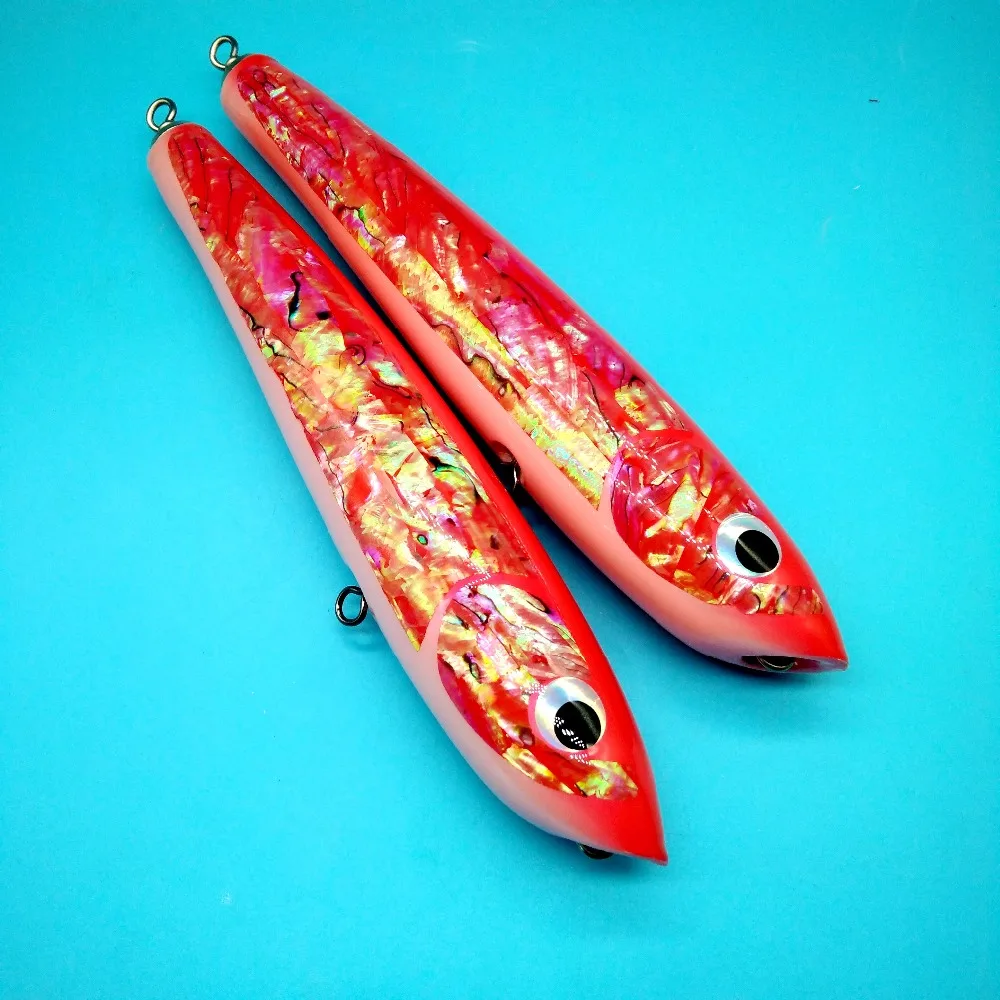 

HOOFISH 1pcs Deep Sea Pencil Boat Fishing Artificial Bait 120g/23cm Topwater Wooden Stickbait GT Surface Trolling Lure