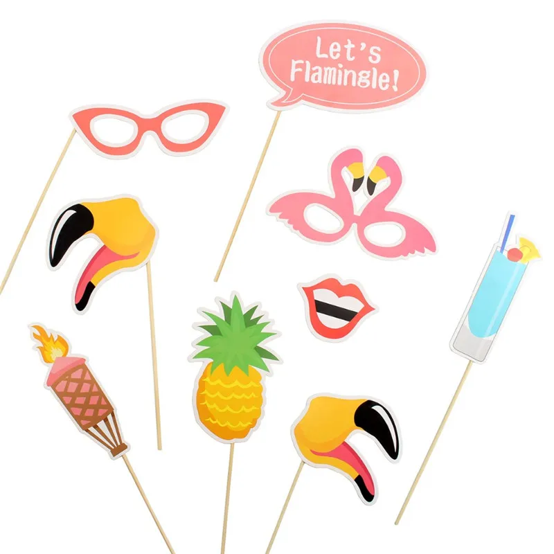 21Pcs Flamingo Photobooth Props Wedding Party Decoration Brithday Photo Booth Kit Accessories Hawaii Tropical PT28 (2)