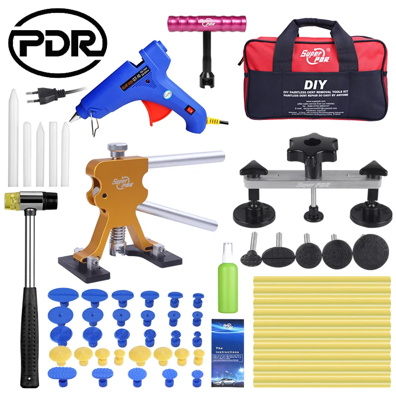 

PDR Tools Adjustable Dent Lifter Kit Car Repair Hand Tool Set with Nylon Pen Glue Gun Glue Sticker for Hail