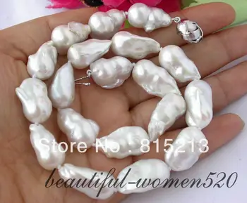 

ddh001441 huge 17" 25mm white baroque keshi reborn pearl necklace