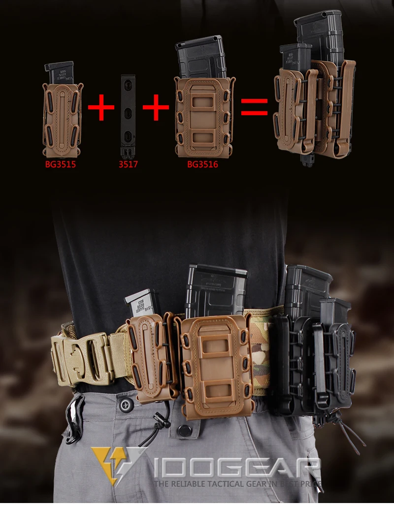IDOGEAR Magzazine Сумка Молл клип Пистолетная обойма военная сумка для запасного магазина Fastmag Зажим для ремня пластиковый черный(1 комплект/2 шт) G код