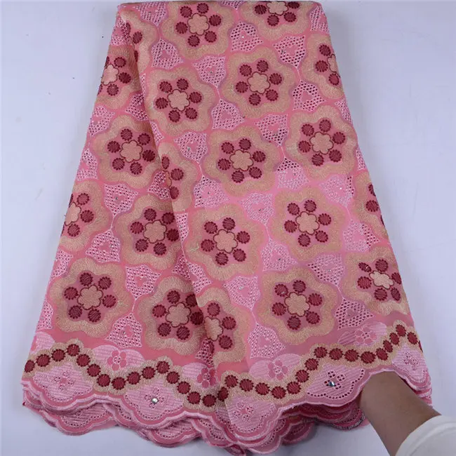 New Brown African Dry Lace Fabrics High Quality Cotton Lace Fabric Swiss Voile With Stones Swiss Voile Lace In Switzerland Y1531 - Цвет: As Picture 2
