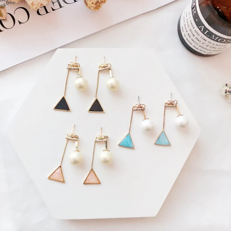 Buy Fashion Imitation Pearl Earrings Geometry Crystal