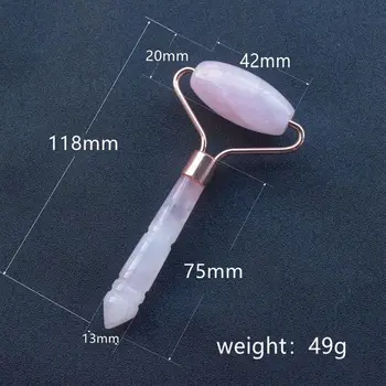

Single Head Natual Rose Quartz Facial Massage Roller China jade Roller Use Skin Rejuvenation Antiaging Emerald Stone Massager