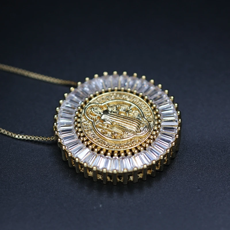 Круглый кулон ожерелья для женщин высокое качество кубического циркония модные ювелирные изделия золото и серебристый цвет женственные аксессуары