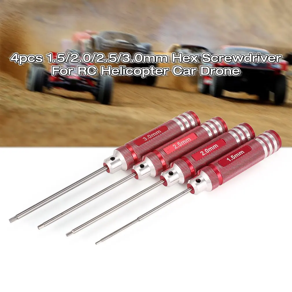 4pcs Hex Screwdriver Set 1.5 2.0 2.5 3.0mm Titanium Plating Hardened Tools Kit For RC Helicopter RC Car Racing Drone RC Tools