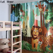 LzL Home hot happy cute cartoon lion tiger deer blackout curtain for kids room modern fashion style 3d printed window curtains