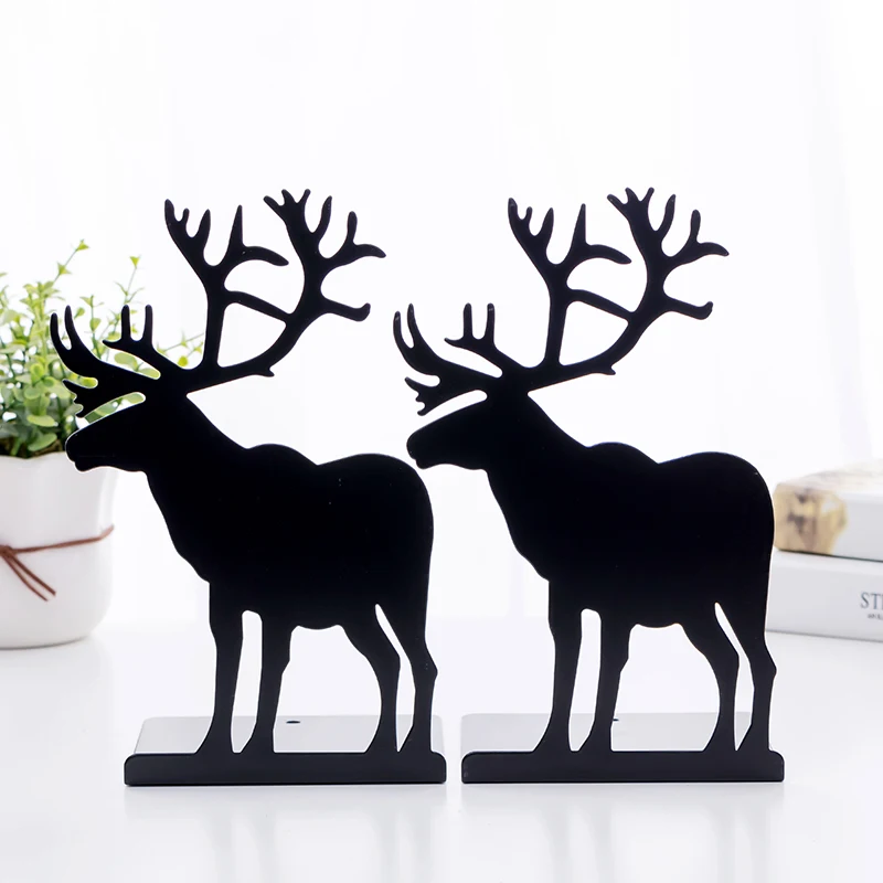 

New 2 pcs/set Creative Cartoon Fashion Style Bookshelf Large Metal Bookend Desk Holder Stand for Books Organizer Gift Stationery