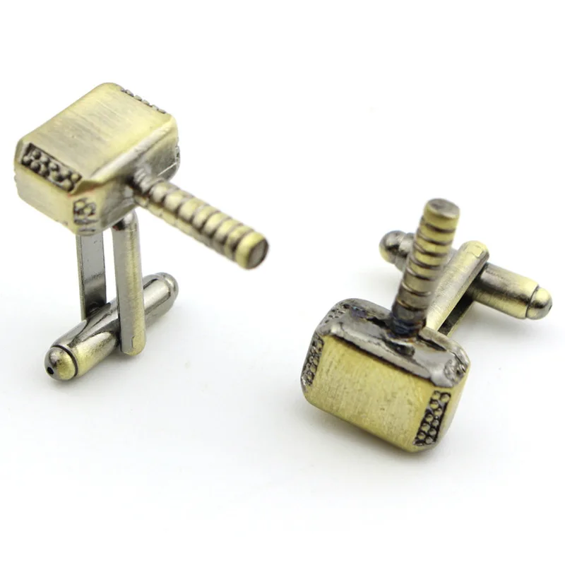 

Thor Hammer Metal Cuff Links Button Marvel Avengers Comics Superhero Man Shirt Cufflink Action Figure Cosplay Toys