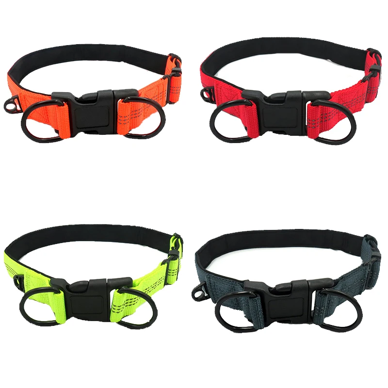 Goede Medium Grote Hond Kraag Reflecterende Basic Halsband Dubbele D Ring Verstelbare Riem Gesp Halsband Pet Shop Hond levert
