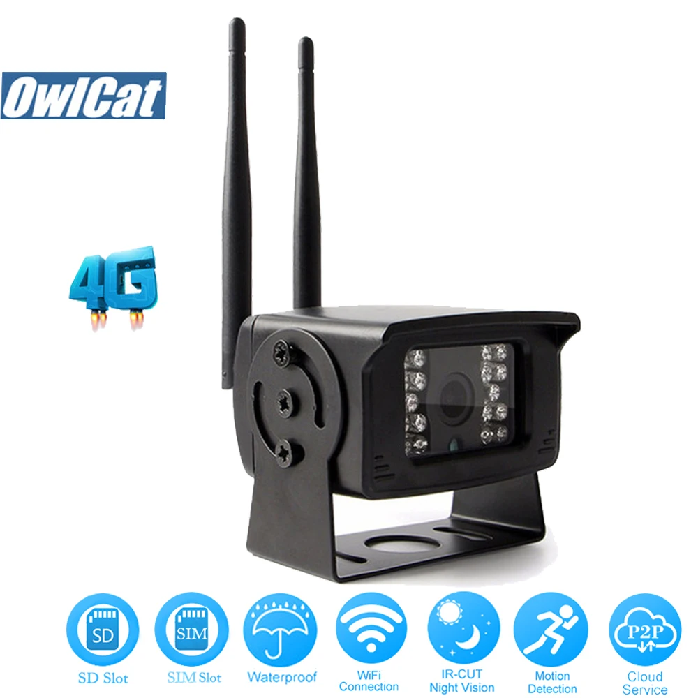 

OwlCat HD 1080P Waterproof 3G/4G Phone SIM Card WIFI IP Camera Outdoor Mini Network CCTV Camera 2.0MP Remote View SD Slot P2P