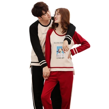 

New Autumn Winter Women Men Pyjamas Cotton Warm Couple Pajamas Set Long Sleeve Casual Plus Size M-3XL Lovers Sleepwear Pijamas