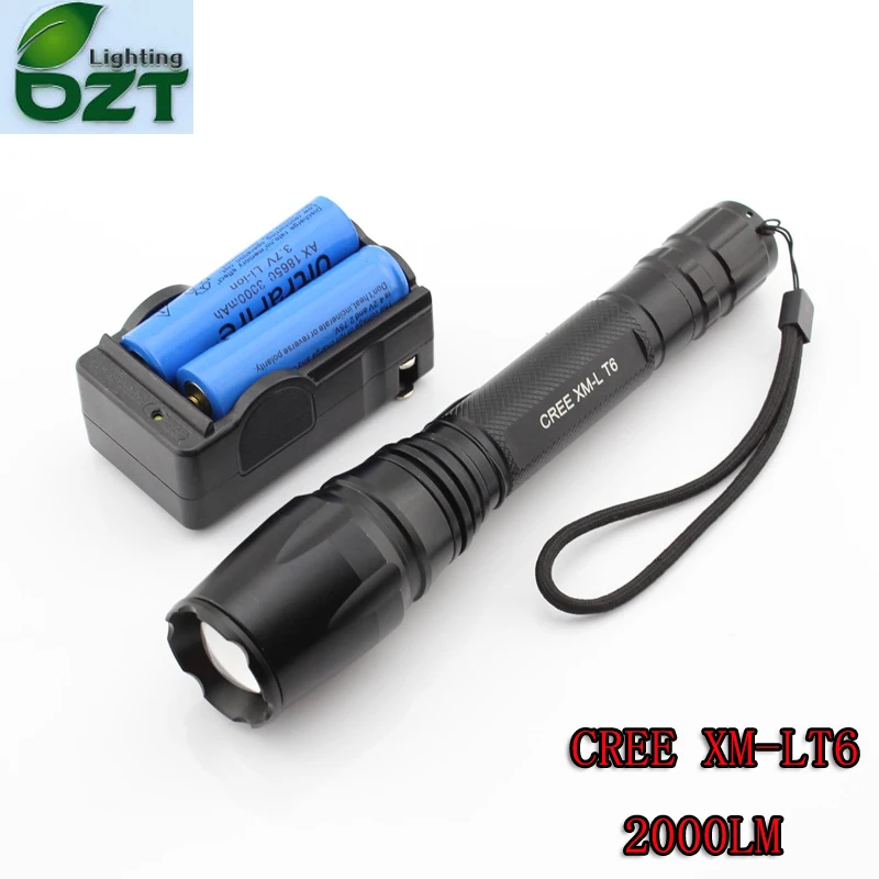 CREE XM L T6 1600Lumens Cree Led Torch Zoomable Cree LED Flashlight Torch Light 2pcs 18650