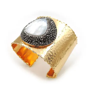 

Shell Triangle Pave CZ Thread Bracelet Gold Color Adjustable 2.5 Inch