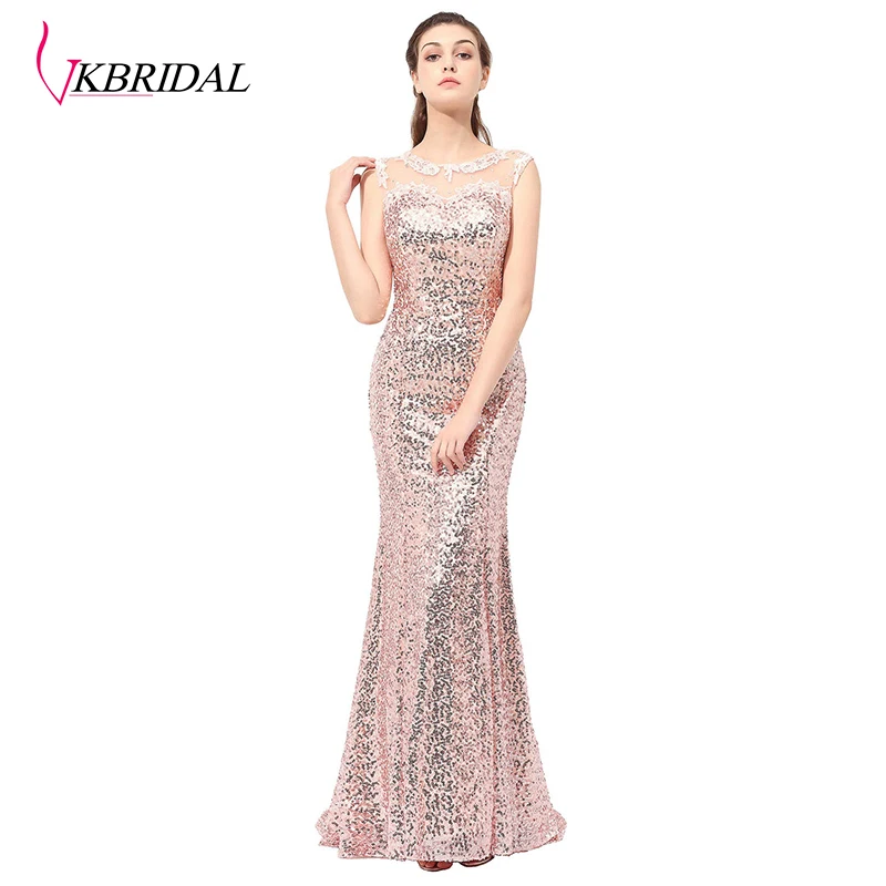 VKBRIDAL Elegant Mermaid Cap Sleeve Lace Bridesmaid Dresses Long Sweetheart Floor Length Abendkleider Party Dress with Sequins