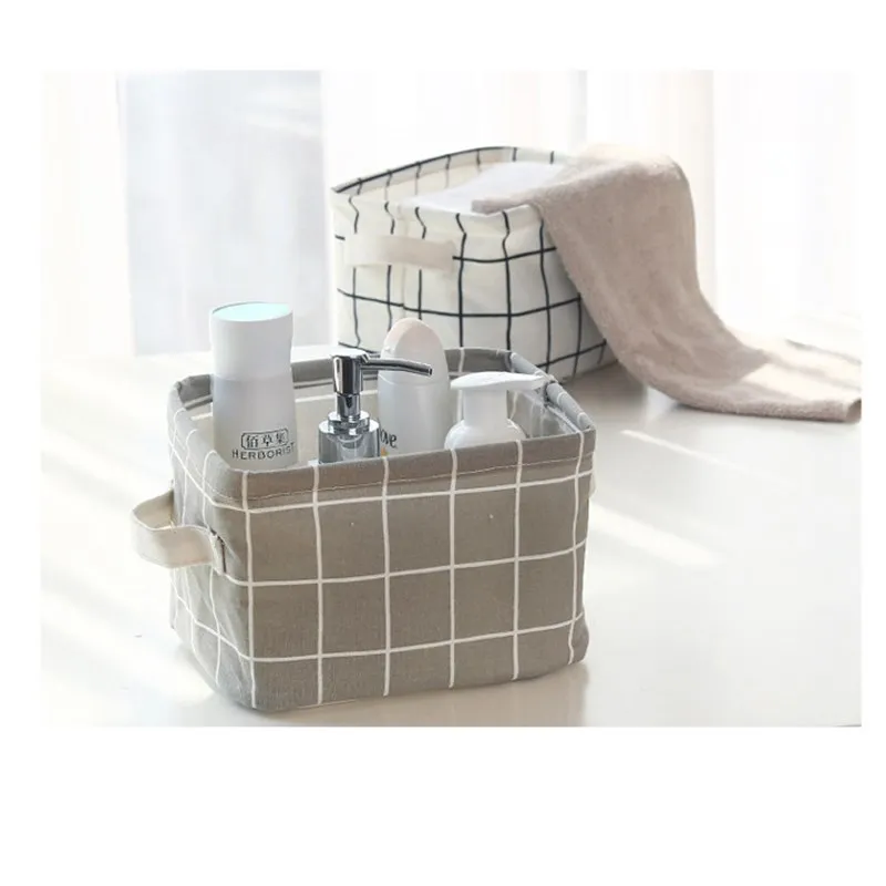 

2019 new rectangular fabric flower basket storage basket portable waterproof bath basket debris desktop storage basket