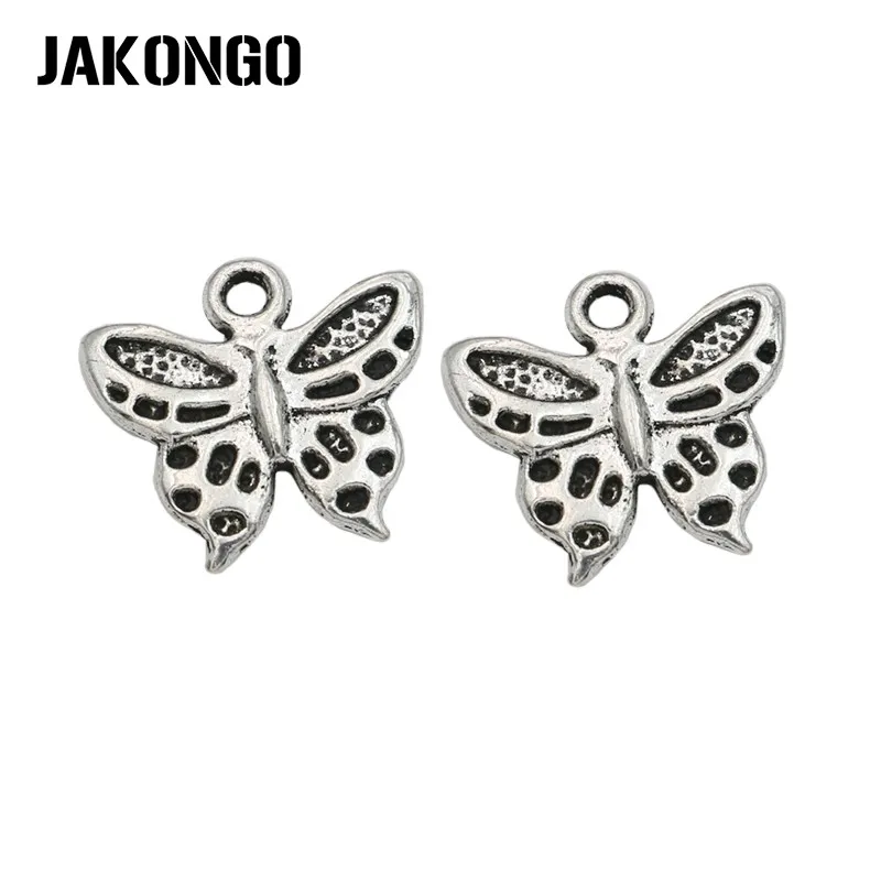JAKONGO 20 шт. антикварные посеребренные Подвески-бабочки из цинкового сплава ручная