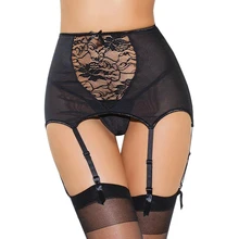 Hot Sexy 2017 Women Underwear with Garters New Stylish Erotic High Waist Lace Hollow Out Patchwork