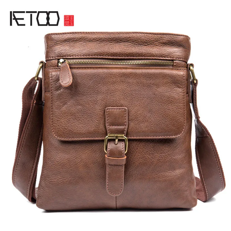 AETOO Retro casual first layer of leather shoulder bag wild men handbags leather messenger bag цена AETOO Retro casual first layer of leather shoulder bag wild men handbags leather messenger bag цены онлайн