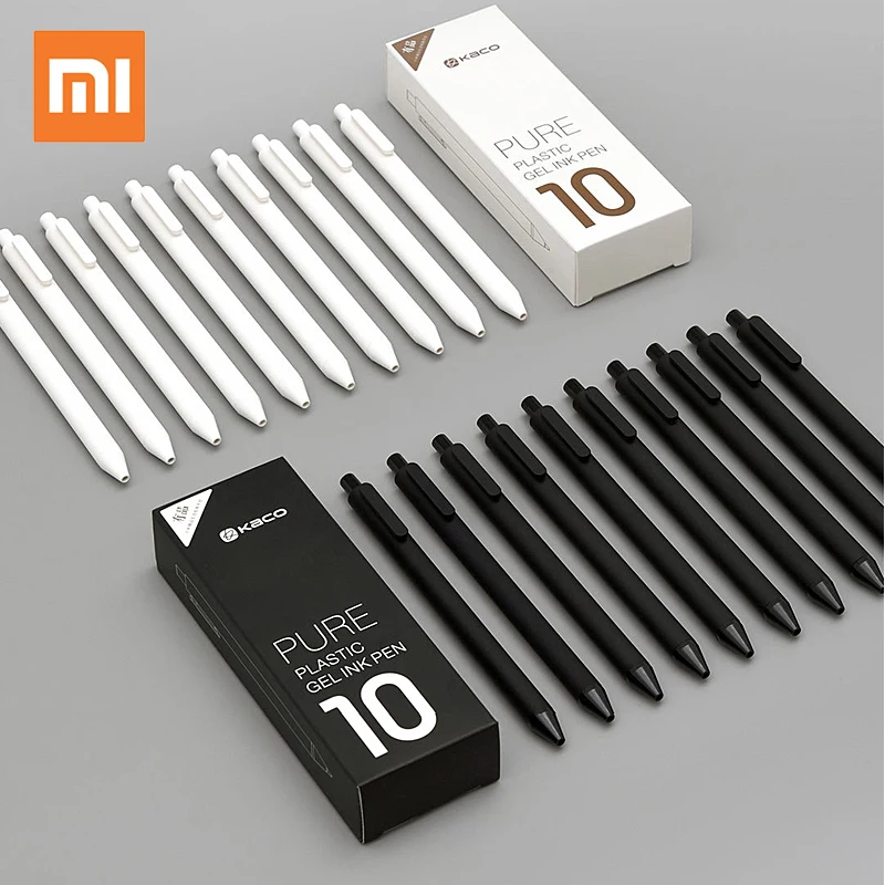 10 шт./лот Xiaomi KACO Sign Pens 0,5 мм ручка, ручка для подписи Черный Белый ABS пластик гладкие чернила для студентов школы/офиса