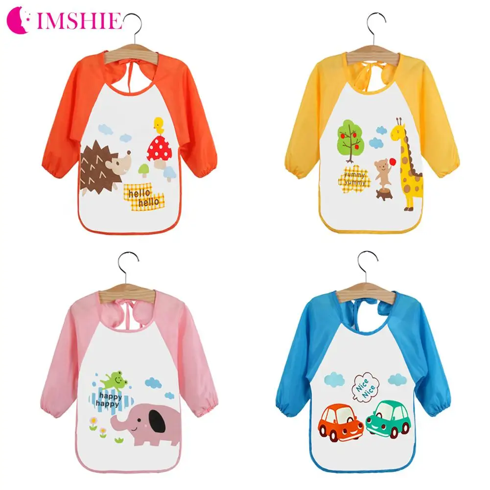 

Cartoon Baby Bibs Waterproof Long Sleeve Art Apron Children Feeding Smock Bib Burp Clothes Cute Baby Feeding Accessories