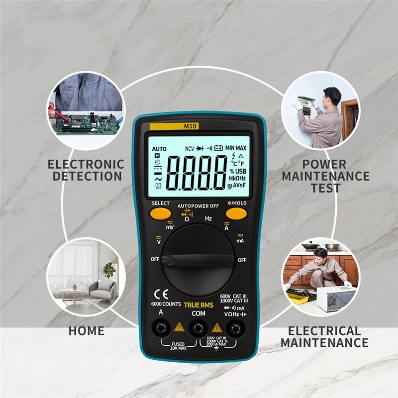 

6000 Counts Digital Multimeter Ammeter Voltage Meter Ohm Meter Tester Capacitor Buzzer TN99