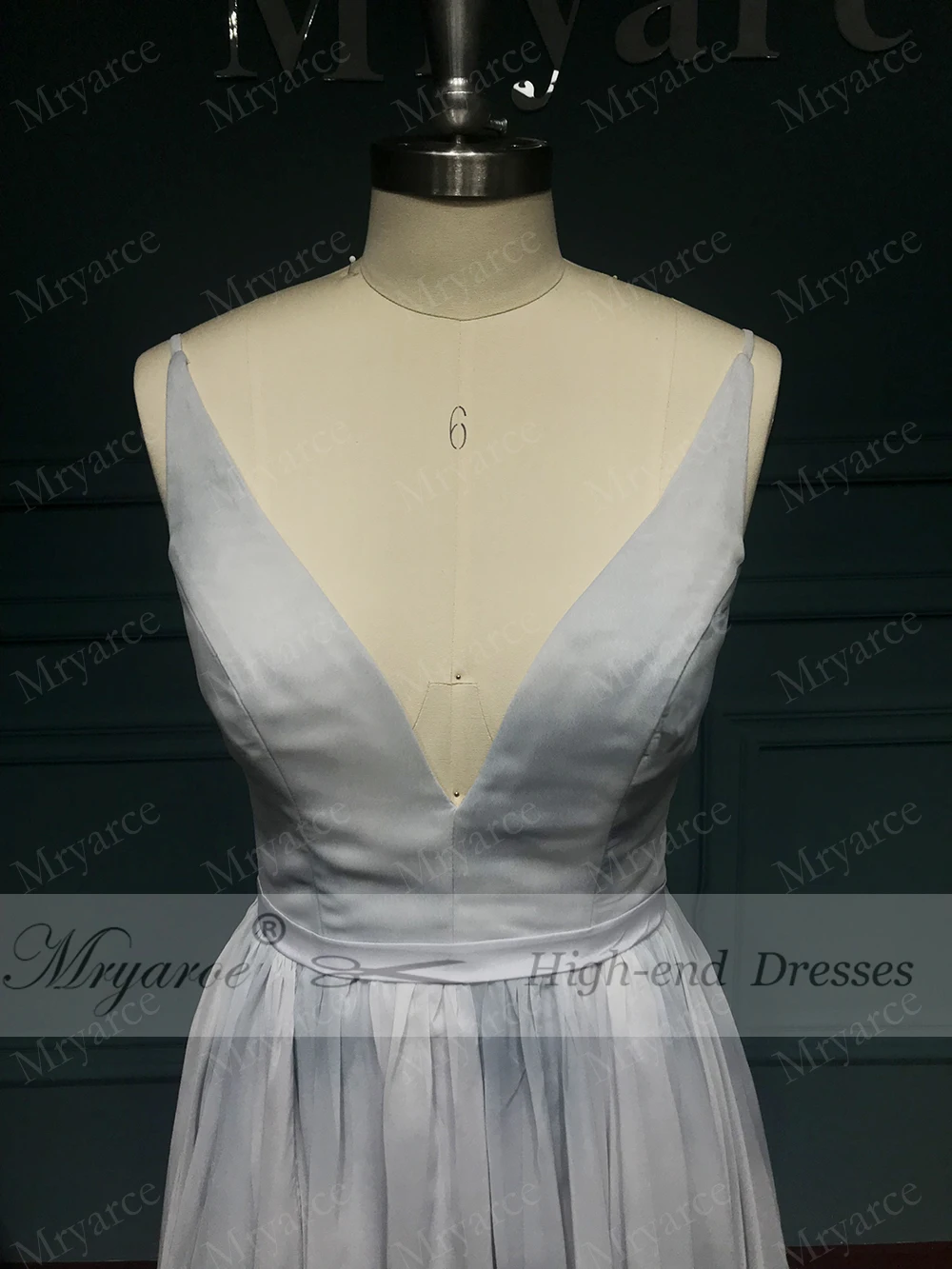 Mryarce 2019 Limited Gray and Blue Printed Silk Chiffon Wedding Dress Hand-painted Fancy Open Back Bridal Gowns  (4)
