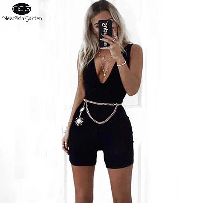 Günstige NewAsia Plunge Baumwolle Overall Plus größe Sexy Body Frauen Overall Körper Feminino Overalls Damen Strampler Frauen Overall 2018