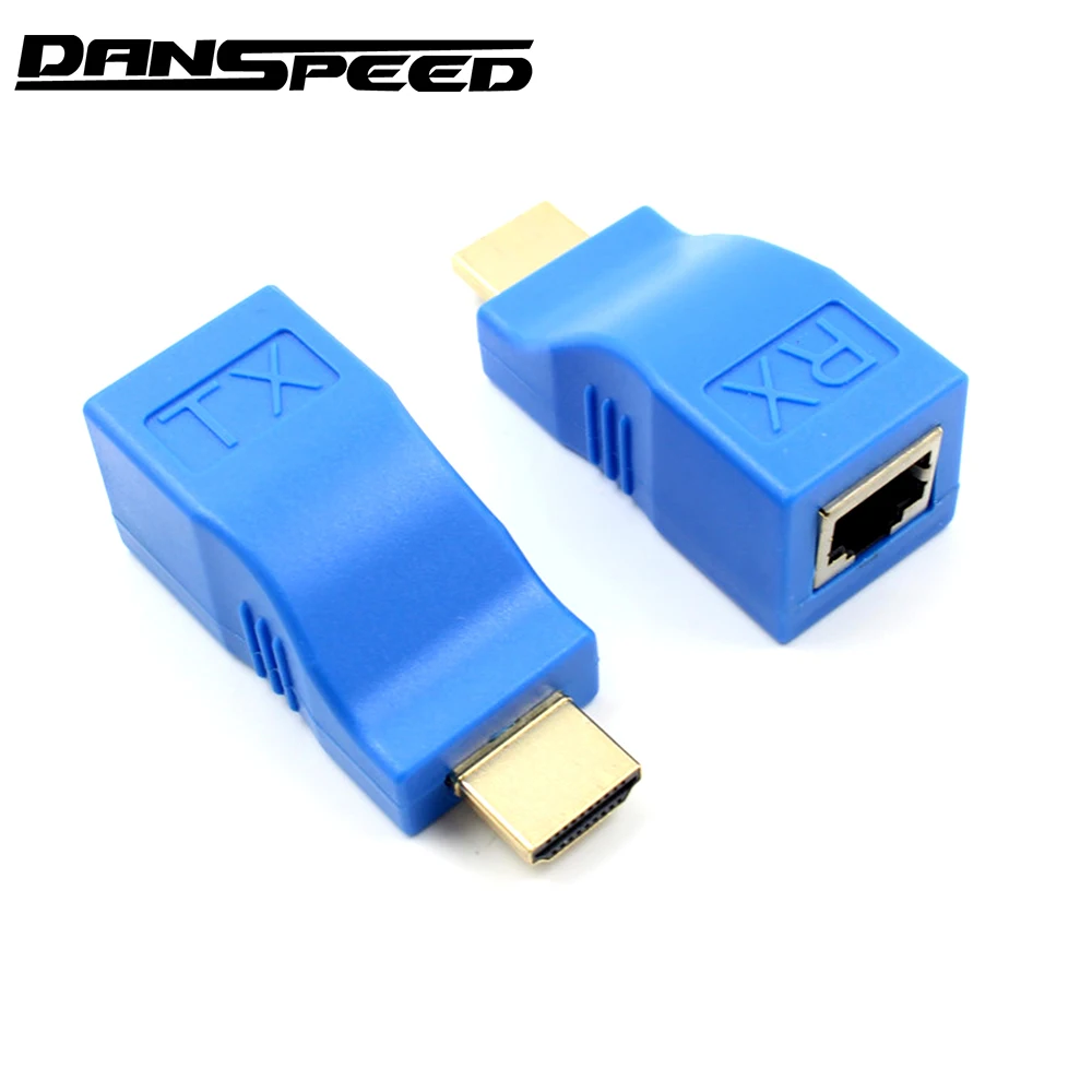 Danspeed 1 пара HDMI удлинитель передатчик TX/RX HDMI V1.4 HD 1080 P до 30 м над Cat5e CAT6 RJ45 Кабель-адаптер синий