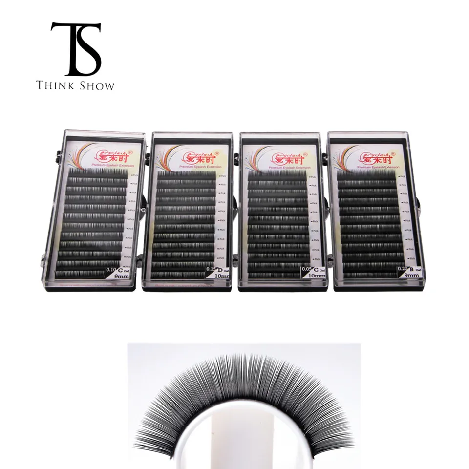 

THINKSHOW B C D Curl False Mink Eyelashes Extension Individual Natural All Sizes Eyelash Extensions Super Soft Cilia Eyelashes