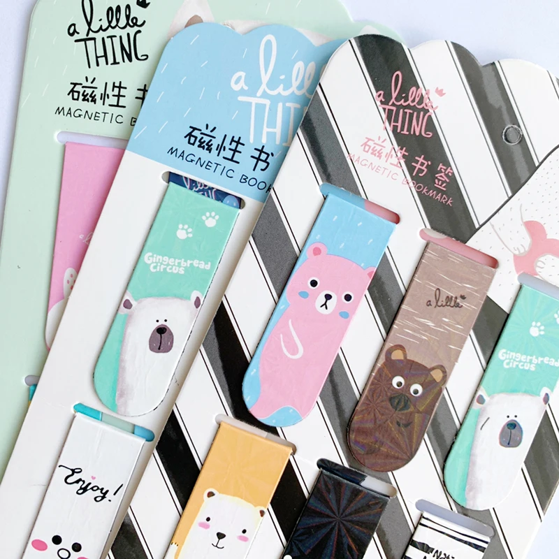 

6 pcs /Set Kawaii Cartoon Animals Totoro Magnetic Bookmarks Book Marker of Page Paper Clip School Stationery
