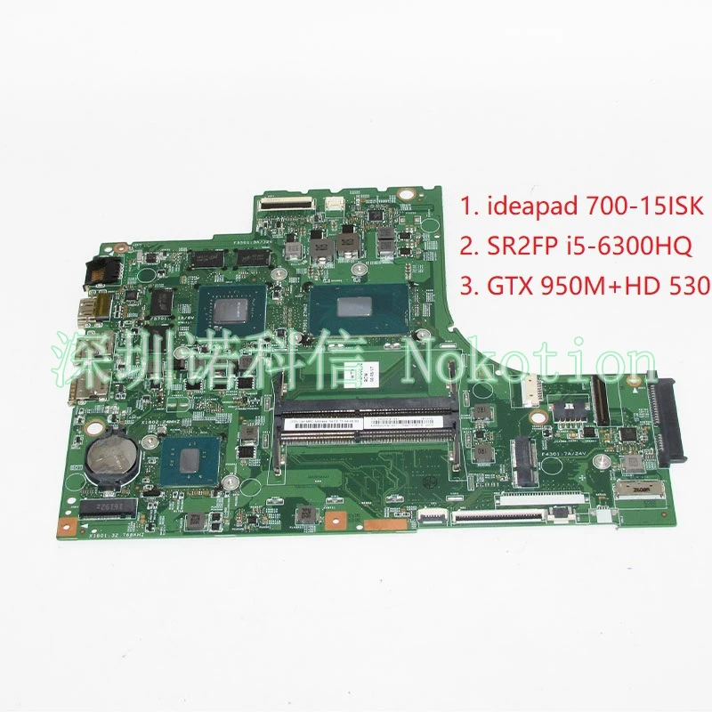 NOKOTION LOL SKL MB 15221-1M 448.06R01.001M Laptop Motherboard For Lenovo ideapad 700-15ISK 15.6' i5-6300HQ GTX 950M GMA HD530 |