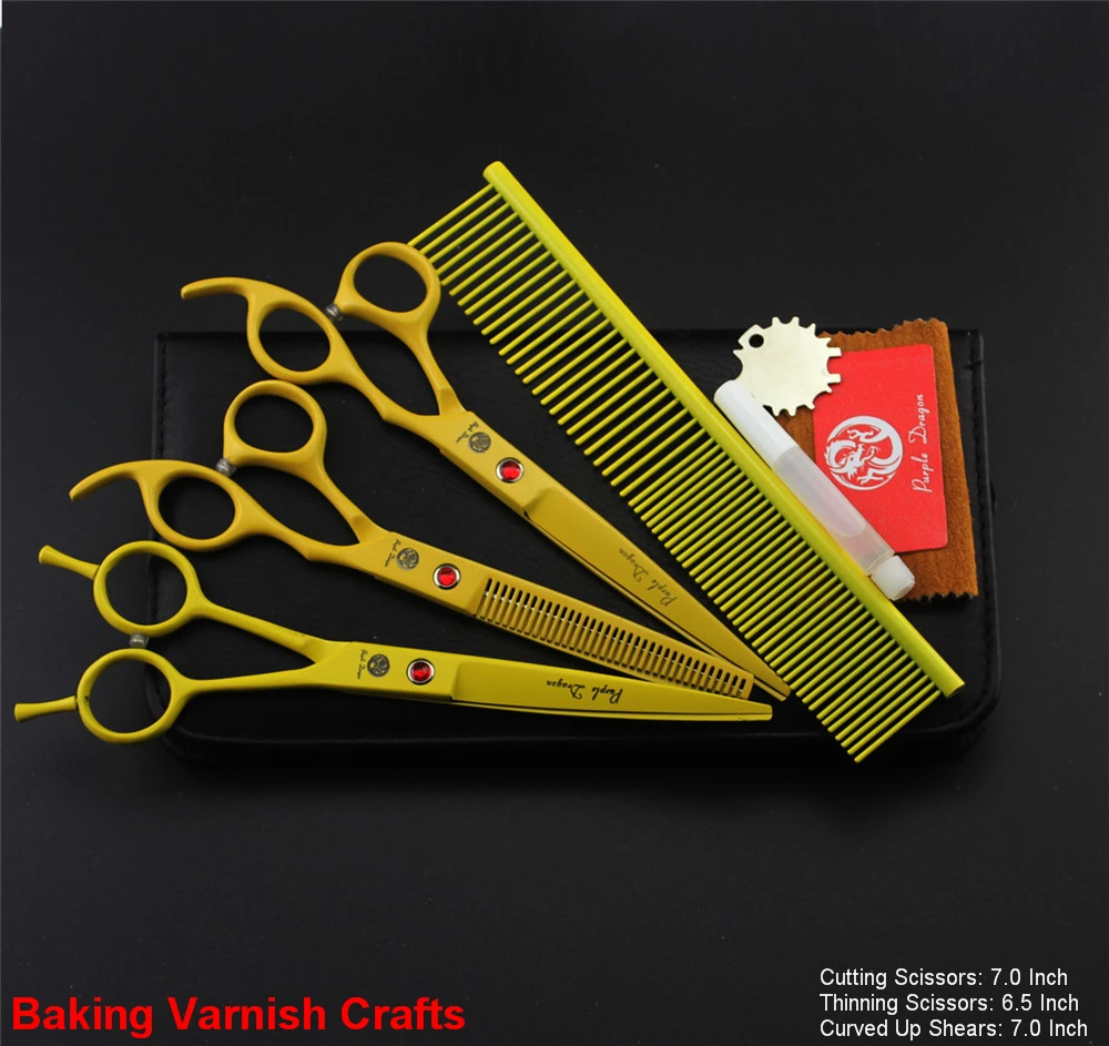 

Pet Scissors Straight Curved Thinning Scissors 7 inch Professional Dog Grooming Shears Sets Comb Case 3pcs Hair Cutting Tools