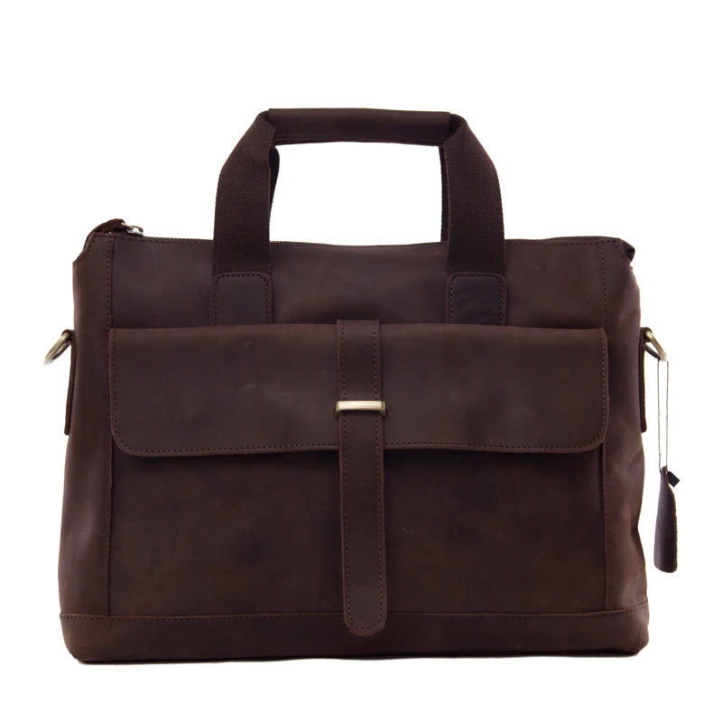 

ROCKCOW Antique Style Genuine Leather Mens Briefcase Messenger Bag Laptop Shoulder Bag 9075