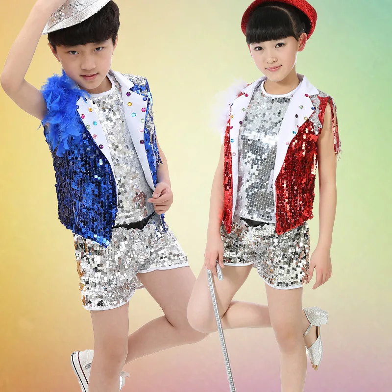 Новинка 2017 детские танцевальные платья с блестками для джазовых шоу костюм