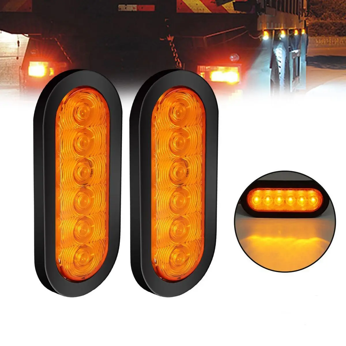 

2 x 6 inch LED Trailer Lights Oval Lights, Tow Towing Rear Stop Turn Signal and Parking Light Kit, Tail Brake Side Marker Ligh