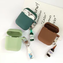 Корейская симпатичная декоративная бутылка для пива, силиконовый чехол для наушников для Apple, аксессуары для airpods, bluetooth-гарнитура, защитный чехол для ключей