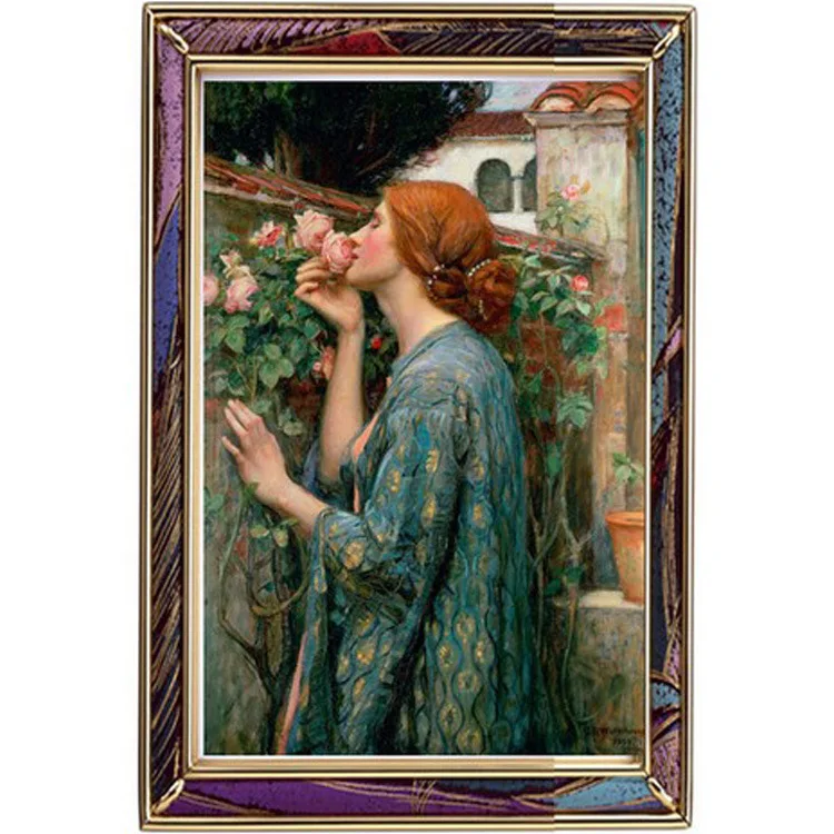 Smell roses Women flower beautiful Needlework Cross stitch DMC Stylish for Embroidery kits,Patterns Cross-Stitching,DIY Handmade