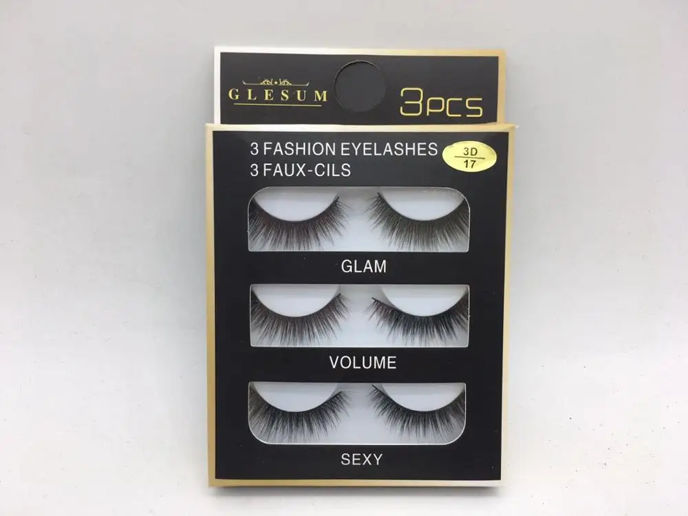 

Glesum 3 Pairs 3 Styles 3D Faux Mink Hair Soft False Eyelashes Fluffy Wispy Thick Lashes Handmade Soft Eye Makeup Extension Tool