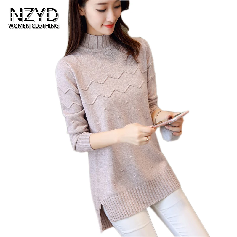 2018 Spring Autumn Womwn Sweater New Style Fashion Mid-Long Pullover Bottoming Casual Loose 3XL Female NZYD840 | Женская одежда