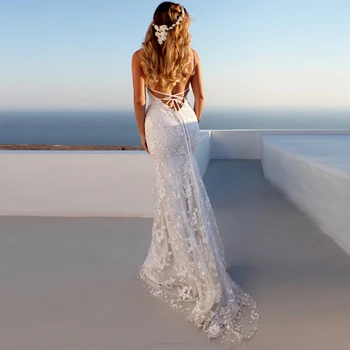 Summer White Lace Long Dress Bohemian Low Back Backless Open Back Dress Mermaid Dresses Female Vestidos Honeymoon Trip Clothes purple lace details open back halter pajama dress with t back