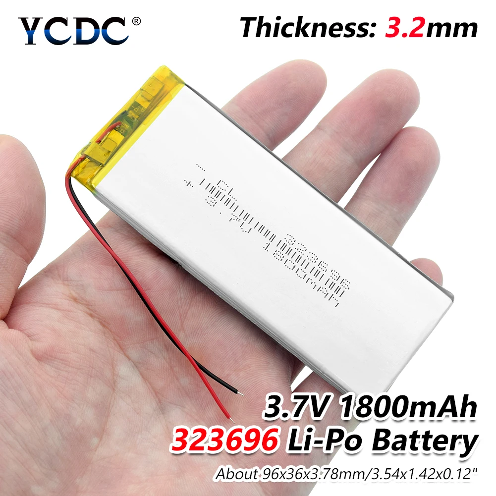 

1/2/4 Pcs Long Lasting 96x36x3.2mm 323696 1800mAh Lithium Polymer Rechargeable Battery 323696 3.7v Lipo Li Ion Battery Replace