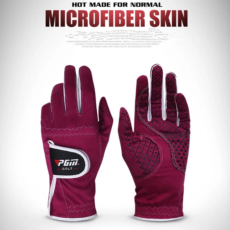 PGM, женские перчатки для гольфа для левой руки, гранулы из микрофибры, спортивные перчатки, Нескользящие дышащие перчатки D0018 - Цвет: Фиолетовый