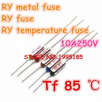 

RY 100pcs/lot New Micro thermal fuse 10A250V 85 Degrees 85 C Mini temp fuse metal shell Thermal Cutoff