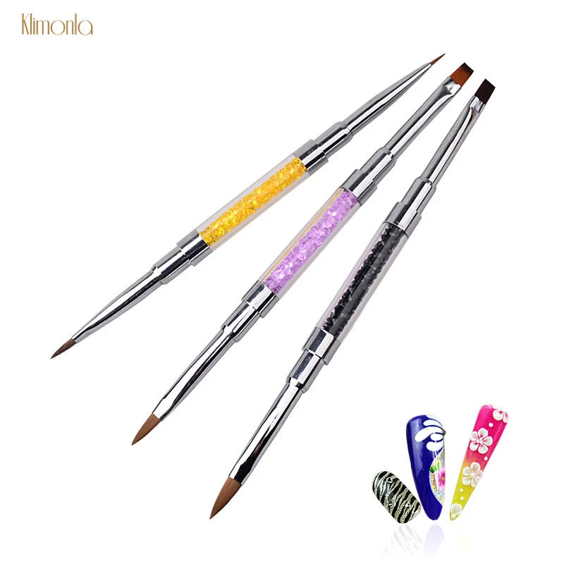 

New Double Head Nail Painting Brushes With Rhinestone Handle 3D Drawing Line Nail Art Tips DIY Nail Design Manicure Salon Tools