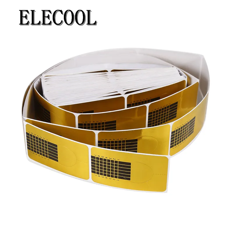 ELECOOL 100/50 шт./лот, форма подковы, профессиональный дизайн ногтей, советы, формы для наращивания, направляющие наклейки, УФ-гель, аксессуары для маникюра, золото