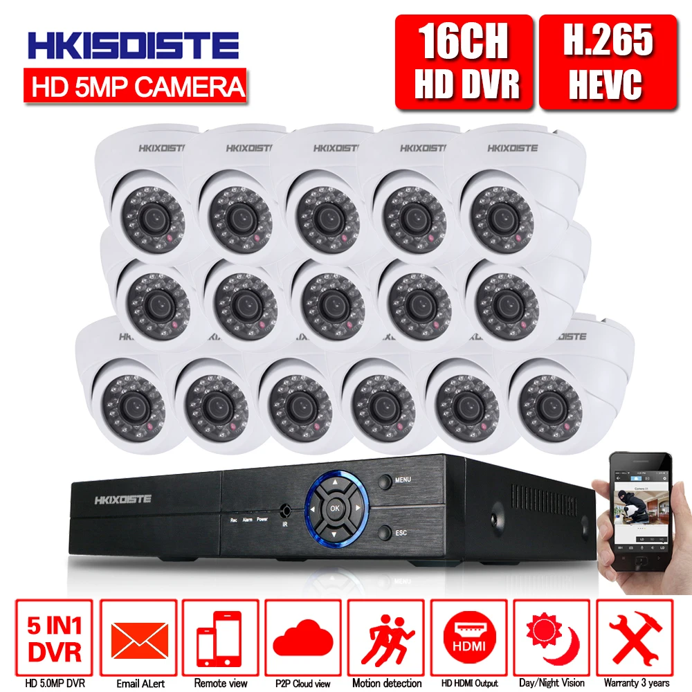 

16CH 4MP 5MP DVR NVR AHD HD CCTV System 16PCS 5MP IR-Cut in/Outdoor day night vision CCTV Security Camera Video Surveillance kit